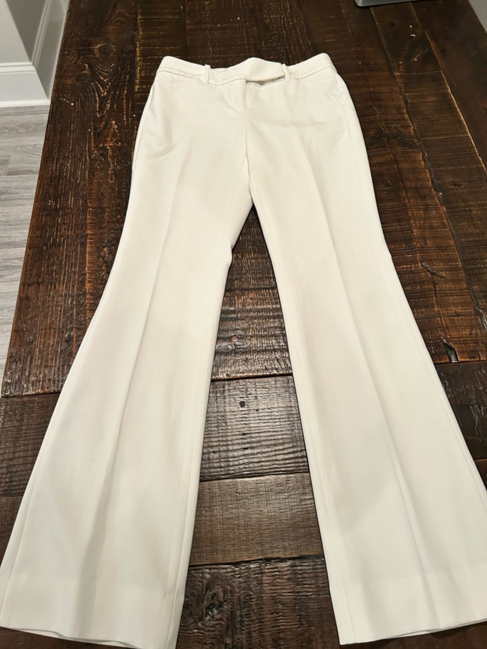 White House Black Market Cream Flare Dress Pants